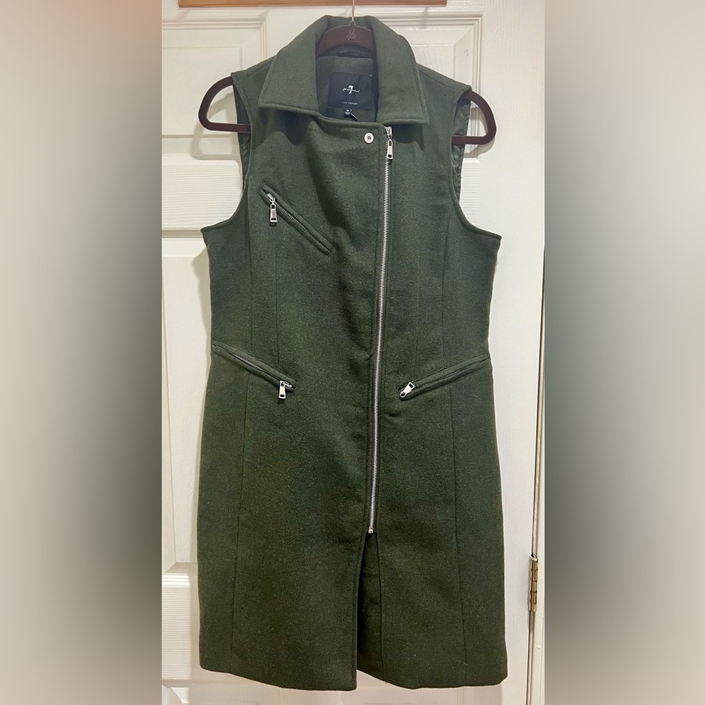7 For All Man Kind Zip Up Long Vest, Size M, NWT